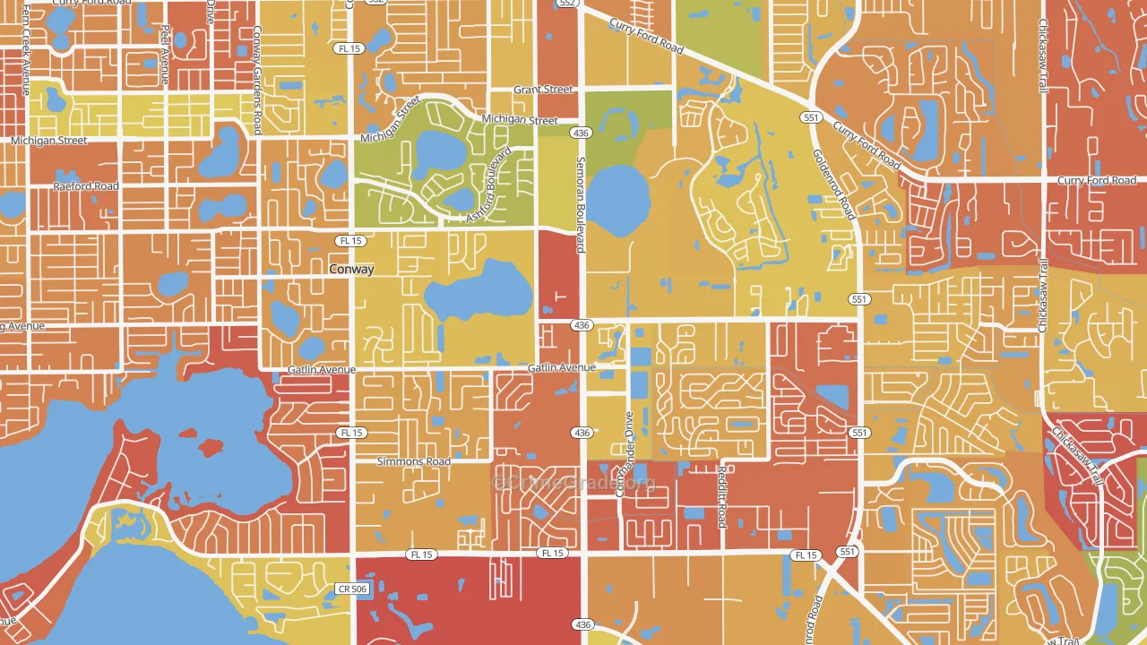 South Semoran, Orlando, FL Map of Drug-Related Crime Rates