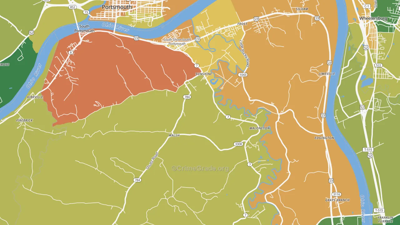 South Shore, KY Map of Drug-Related Crime Rates