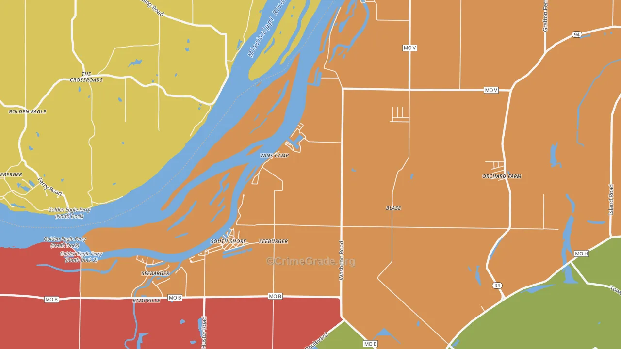 South Shore, MO Map of Drug-Related Crime Rates