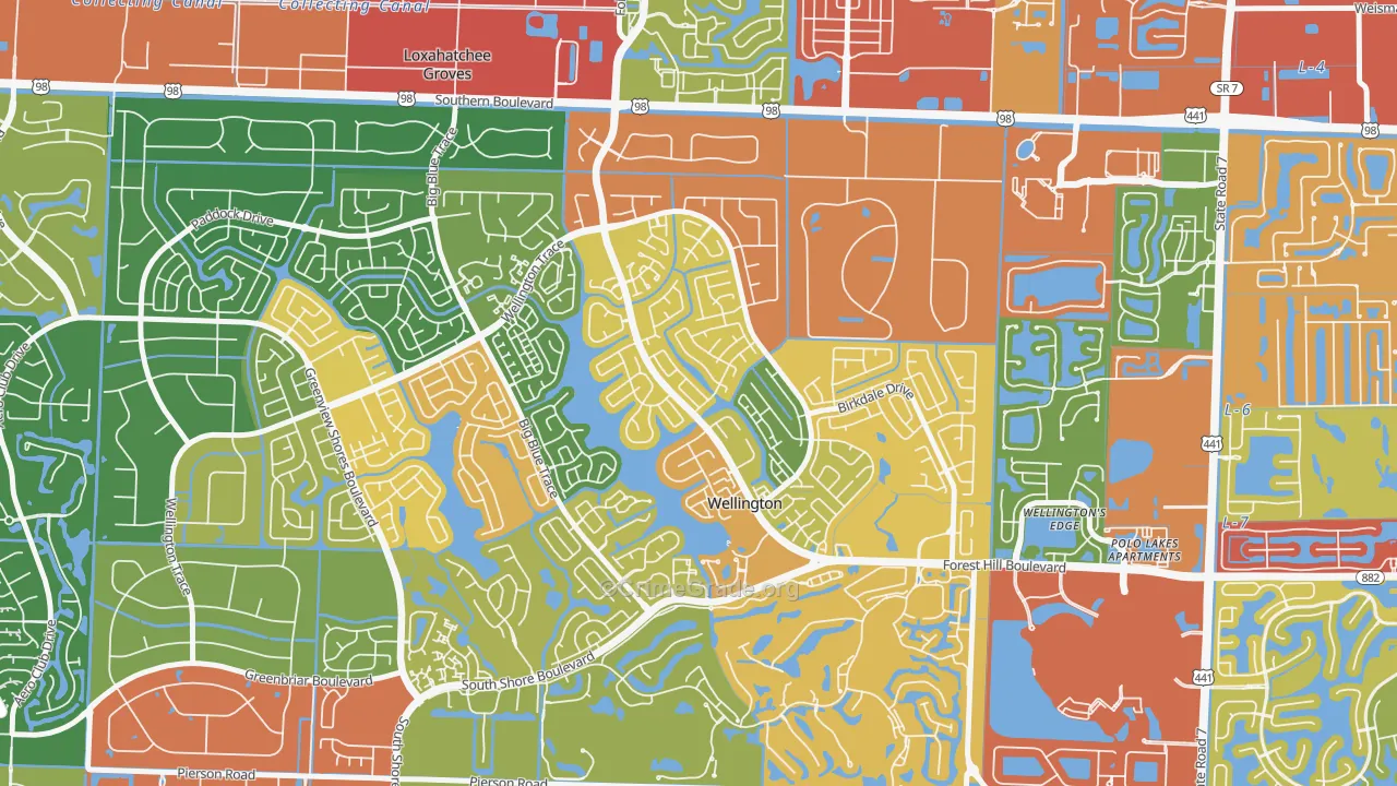 South Shore of Wellington, Wellington, FL Map of Drug-Related Crime Rates