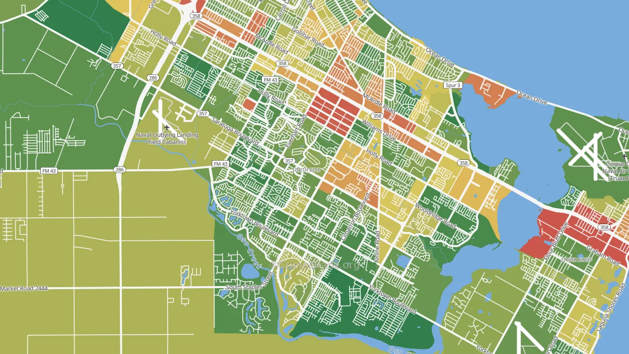 South Side, Corpus Christi, TX Map of Drug-Related Crime Rates