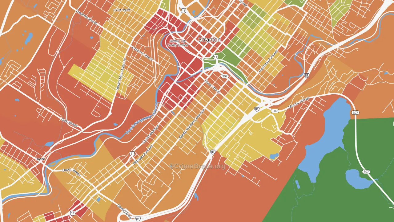 South Side, Scranton, PA Map of Drug-Related Crime Rates