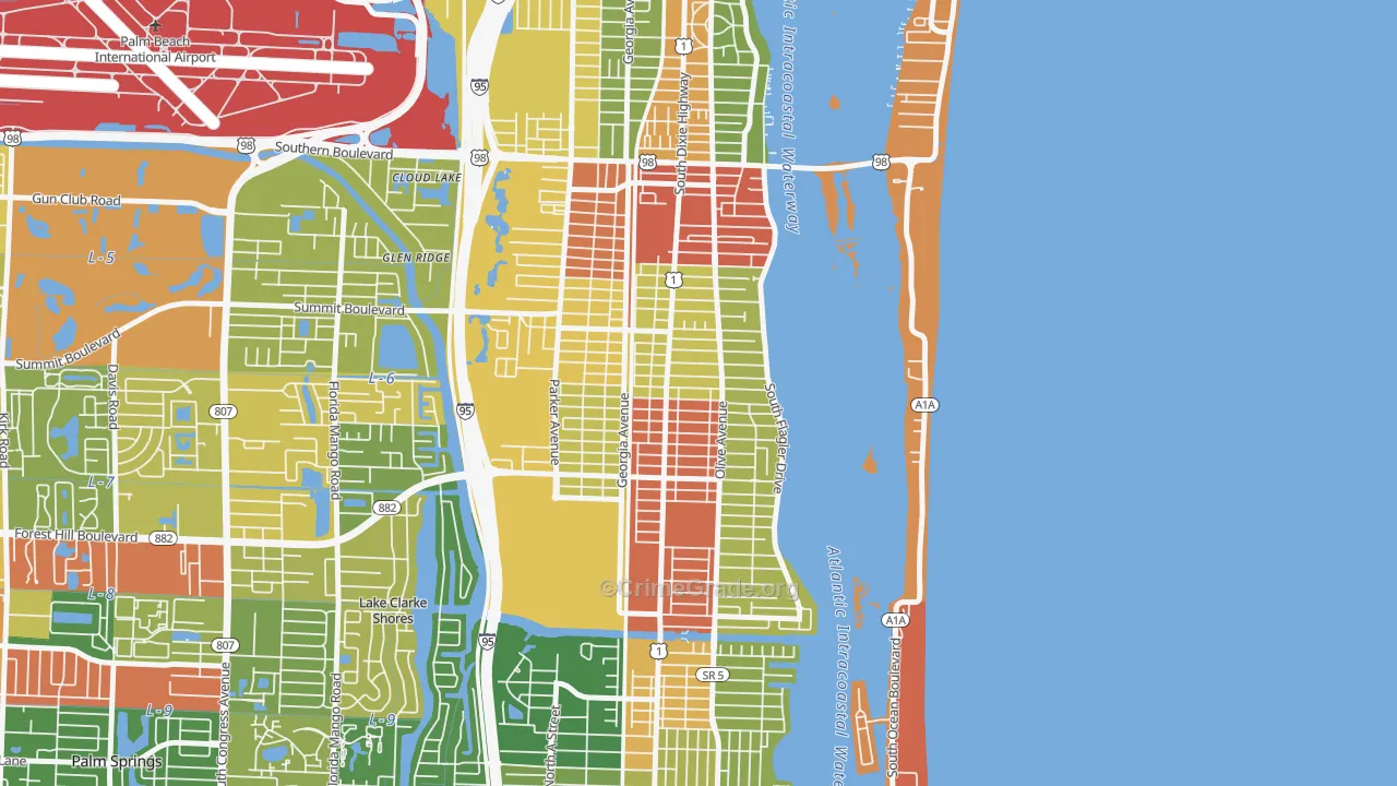 South Side, West Palm Beach, FL Map of Drug-Related Crime Rates