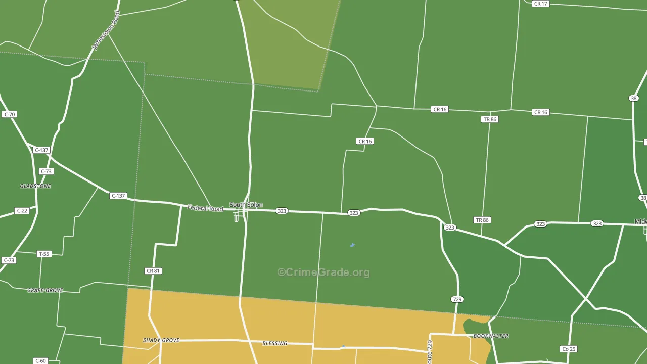 South Solon, OH Map of Drug-Related Crime Rates