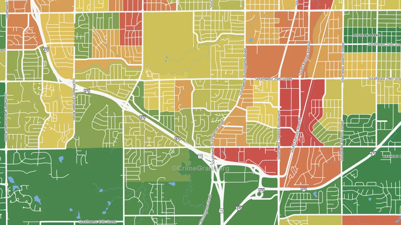 South Southeast 1, Topeka, KS Map of Drug-Related Crime Rates
