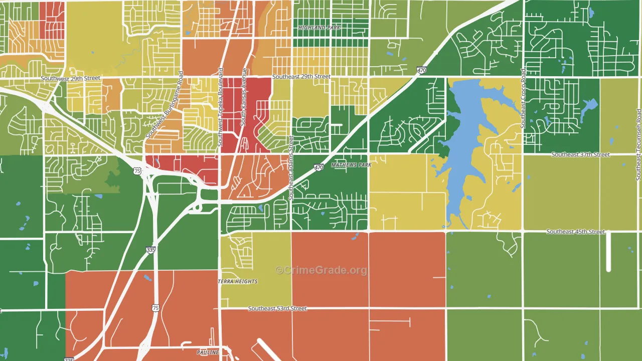 South Southeast 3, Topeka, KS Map of Drug-Related Crime Rates