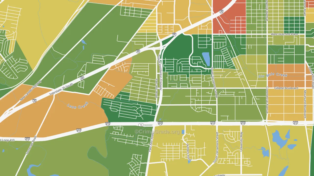 South Southwest, San Antonio, TX Map of Drug-Related Crime Rates