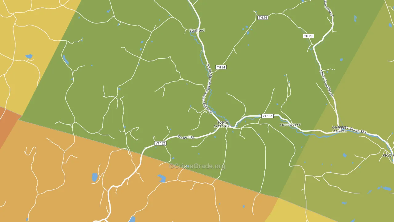South Strafford, VT Map of Drug-Related Crime Rates