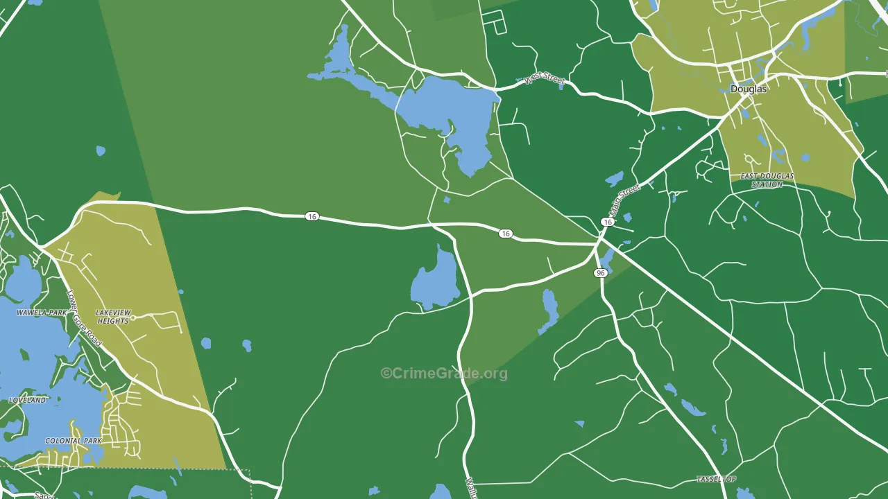 South Sutton, MA Map of Drug-Related Crime Rates