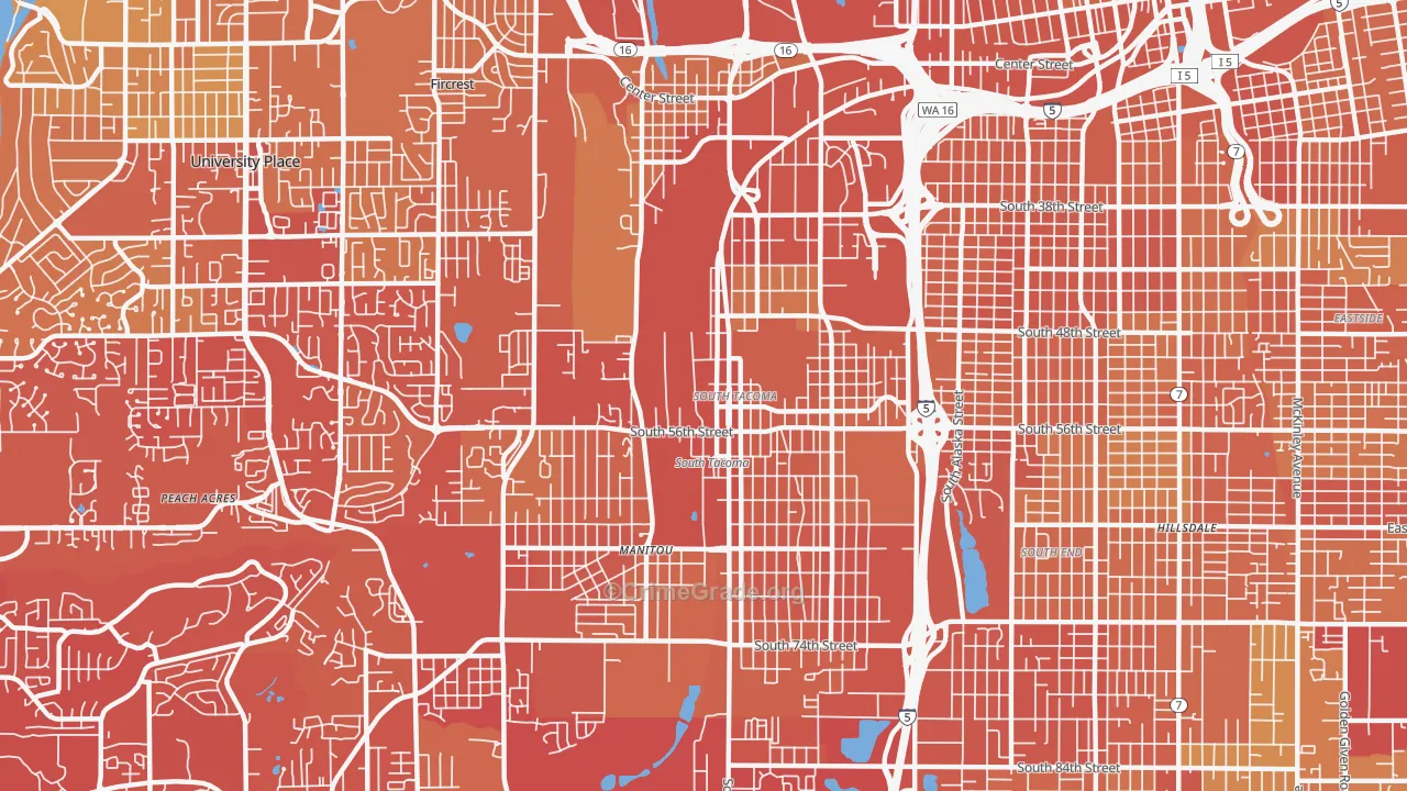 South Tacoma, Tacoma, WA Map of Drug-Related Crime Rates