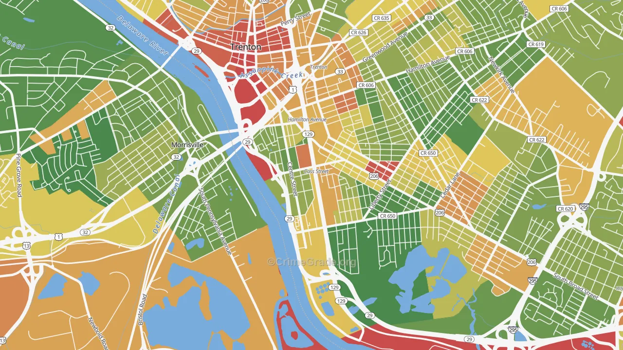South Trenton, Trenton, NJ Map of Drug-Related Crime Rates