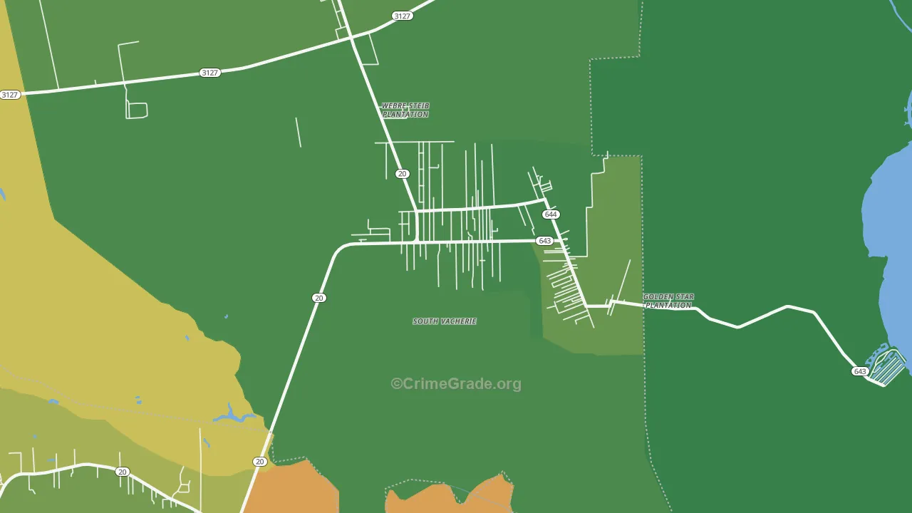 South Vacherie, LA Map of Drug-Related Crime Rates