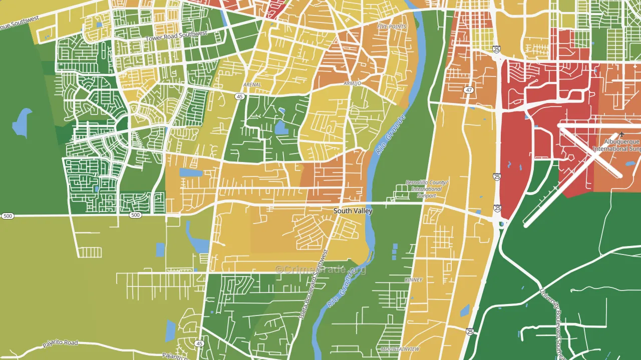 South Valley, NM Map of Drug-Related Crime Rates