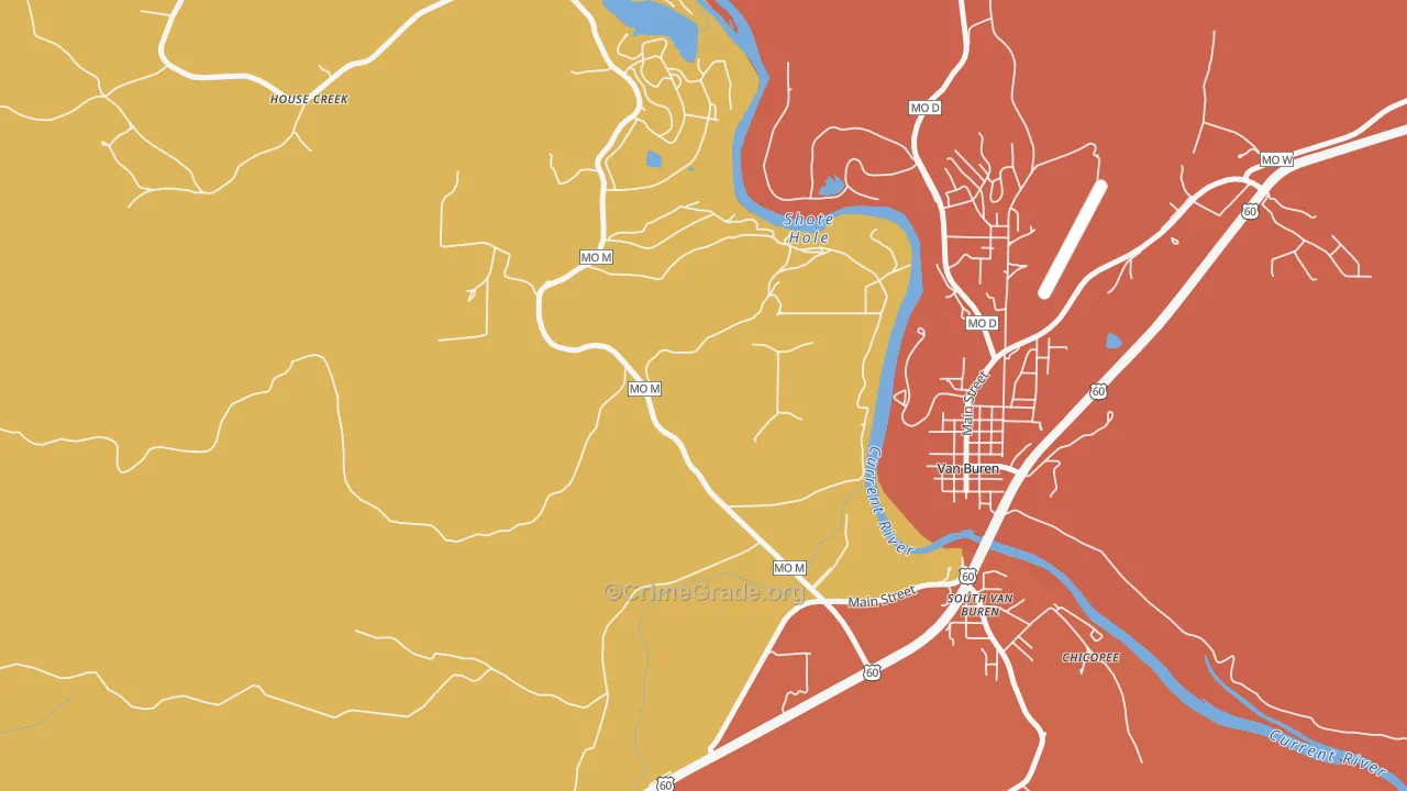 South Van Buren, MO Map of Drug-Related Crime Rates