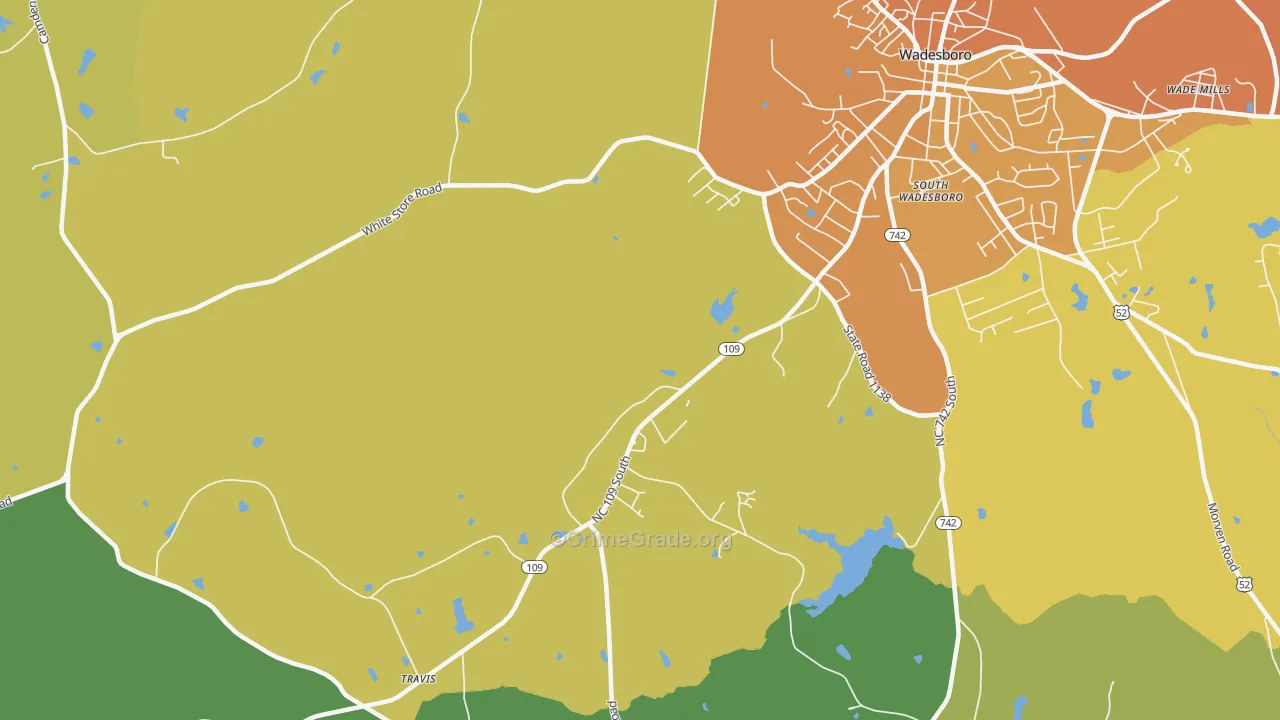 South Wadesboro, NC Map of Drug-Related Crime Rates