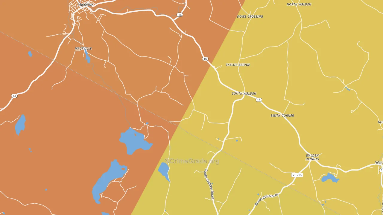 South Walden, VT Map of Drug-Related Crime Rates
