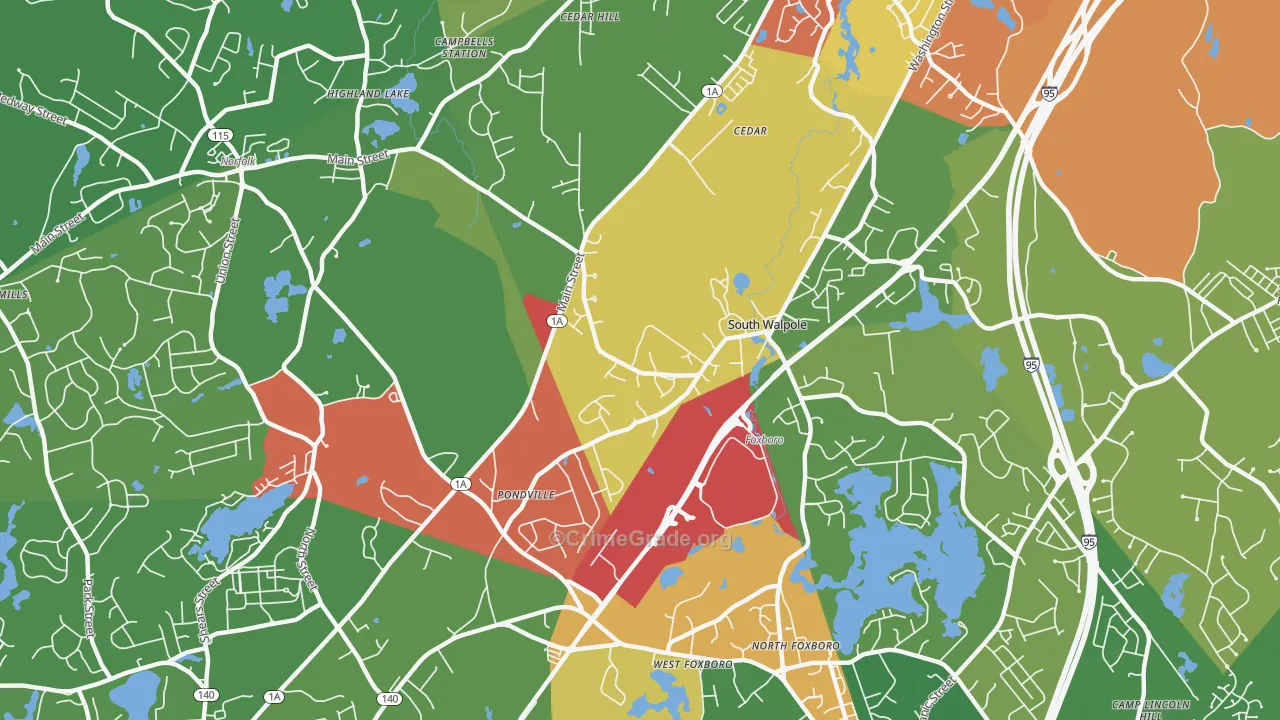 South Walpole, MA Map of Drug-Related Crime Rates