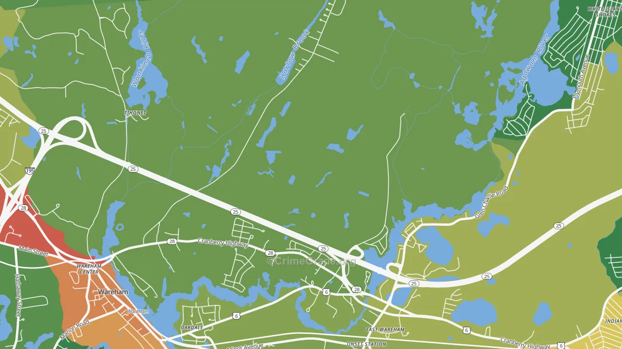 South Wareham, MA Map of Drug-Related Crime Rates