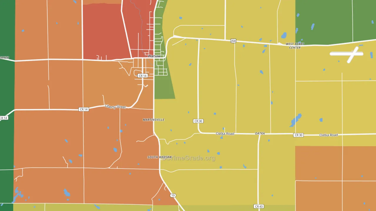 South Warsaw, NY Map of Drug-Related Crime Rates