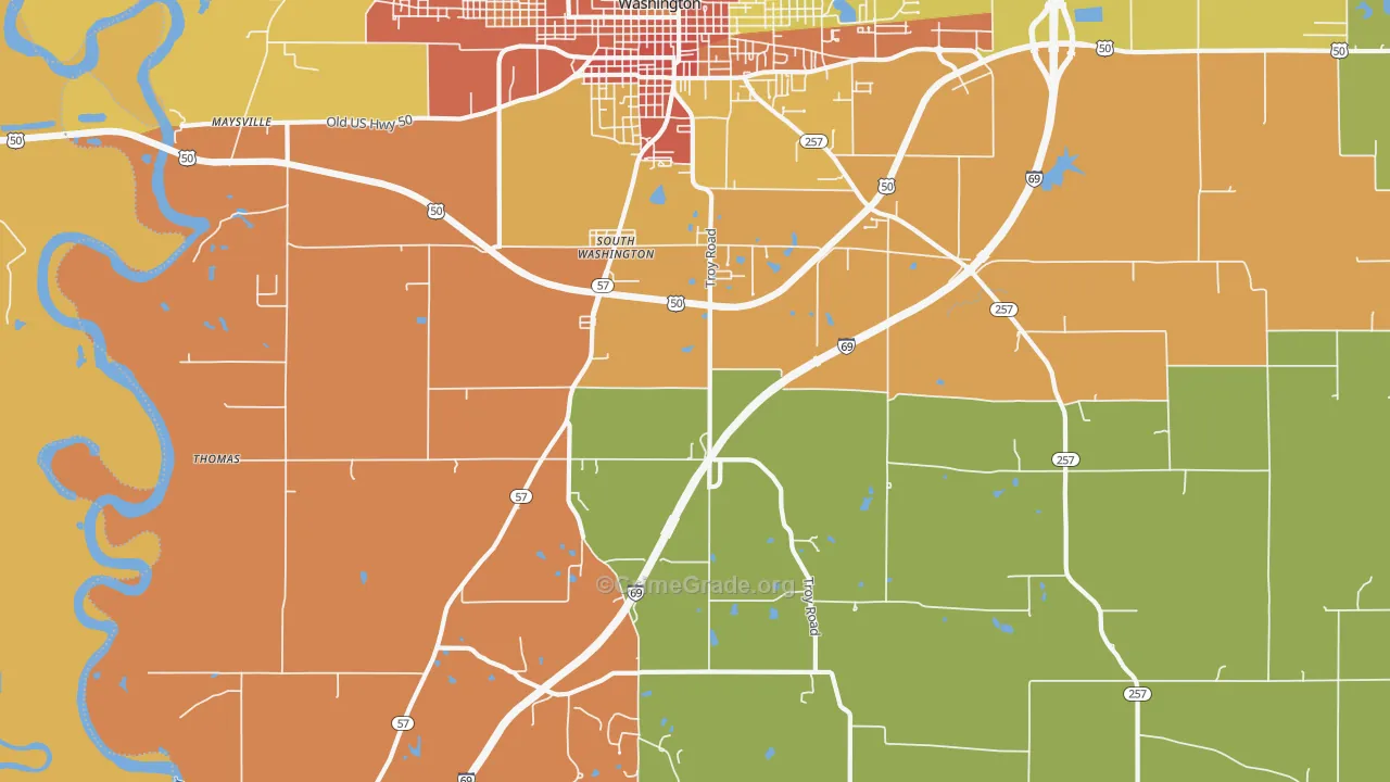 South Washington, IN Map of Drug-Related Crime Rates