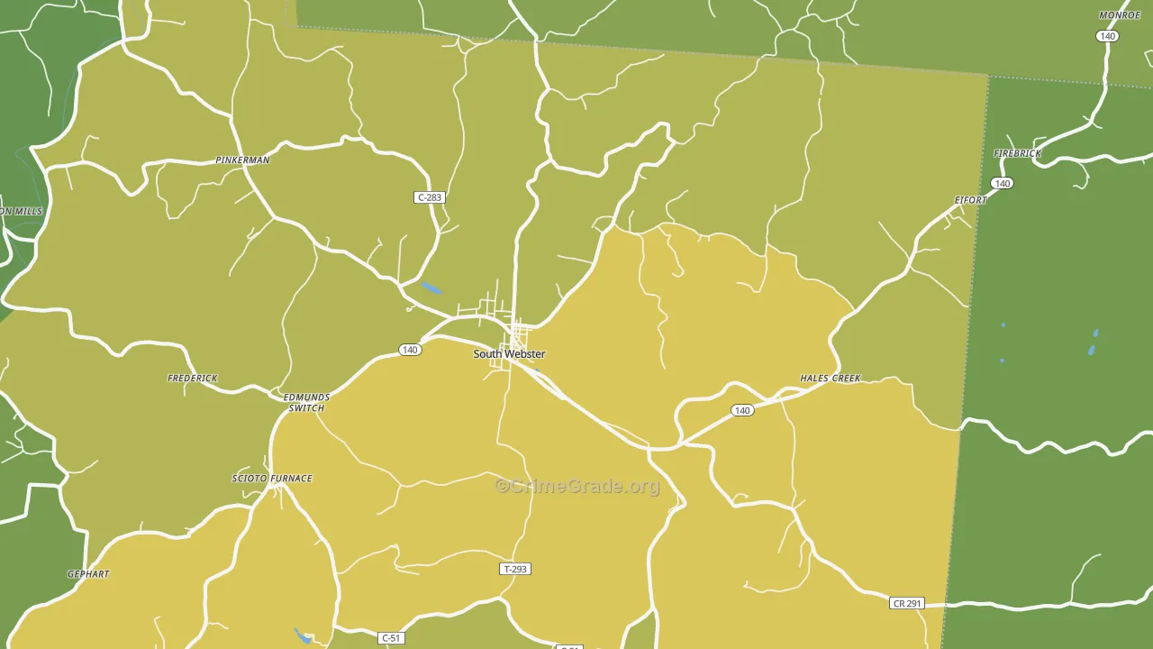 South Webster, OH Map of Drug-Related Crime Rates