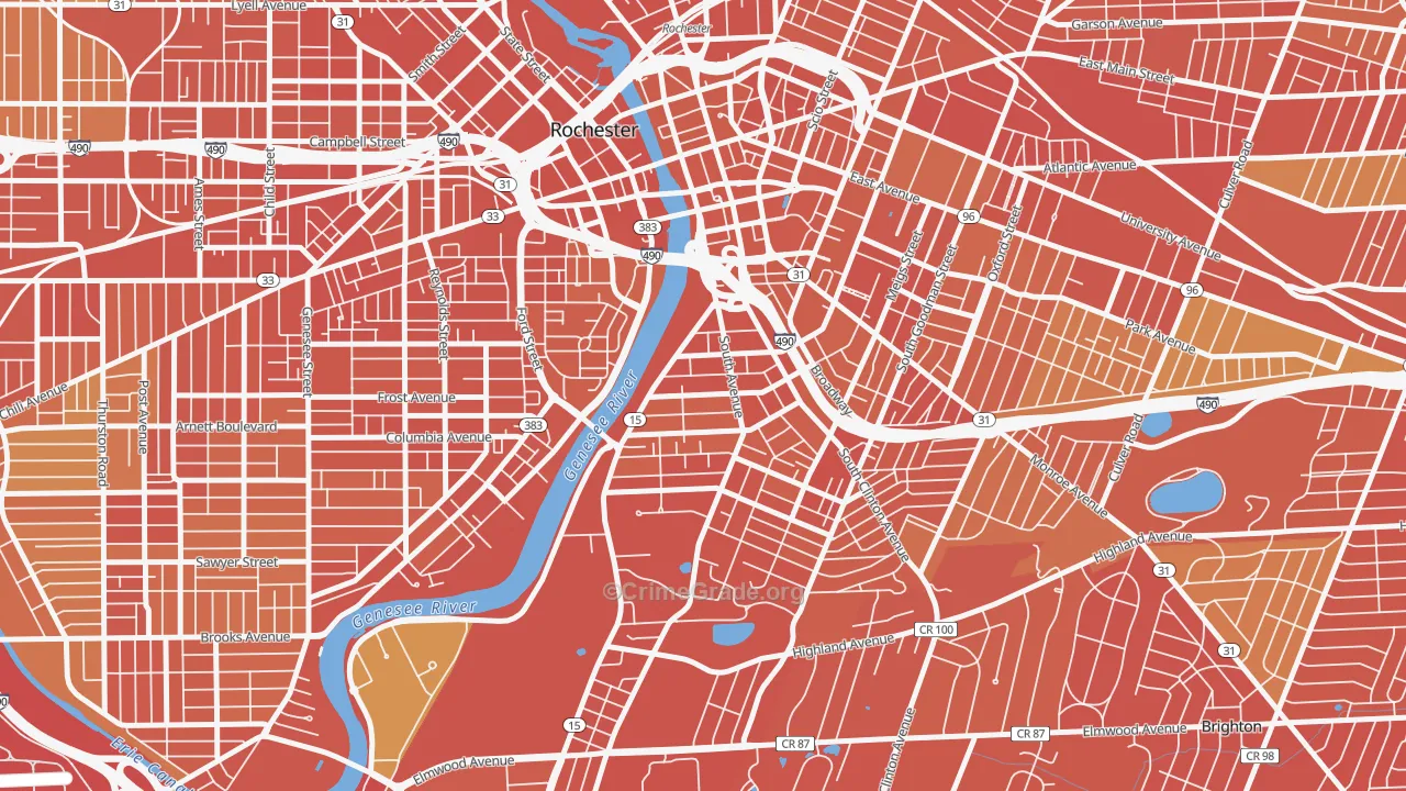 South Wedge, Rochester, NY Map of Drug-Related Crime Rates