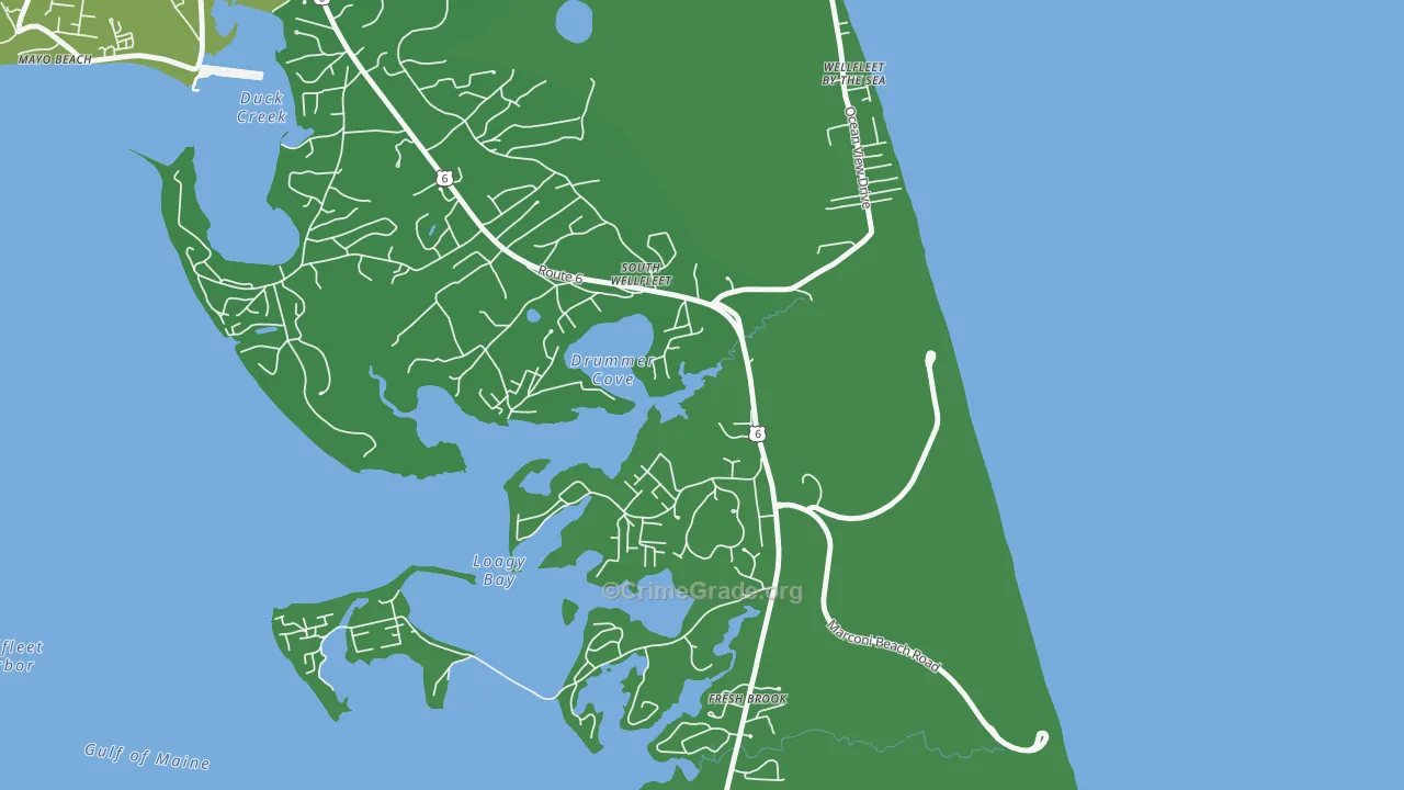 South Wellfleet, MA Map of Drug-Related Crime Rates