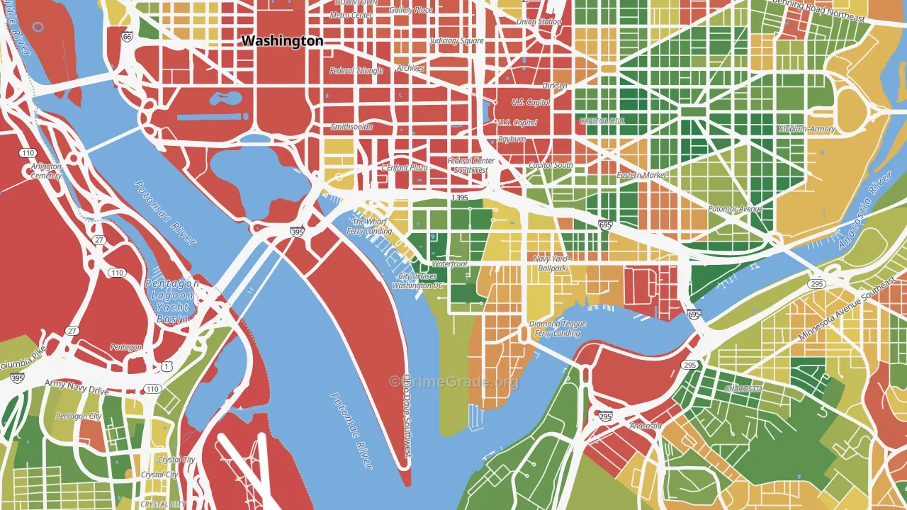 South West, Washington, DC Map of Drug-Related Crime Rates