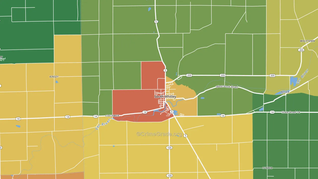 South Whitley, IN Map of Drug-Related Crime Rates