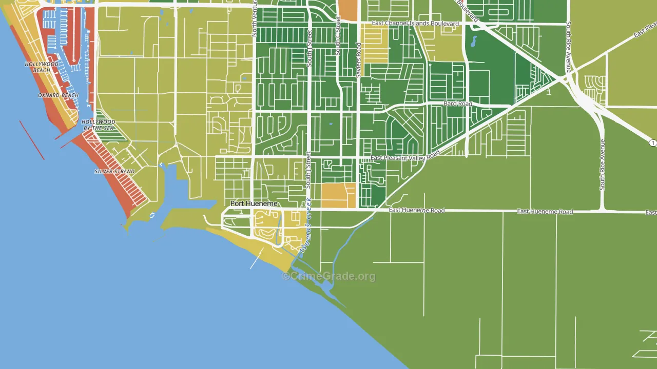 South Winds, Oxnard, CA Map of Drug-Related Crime Rates