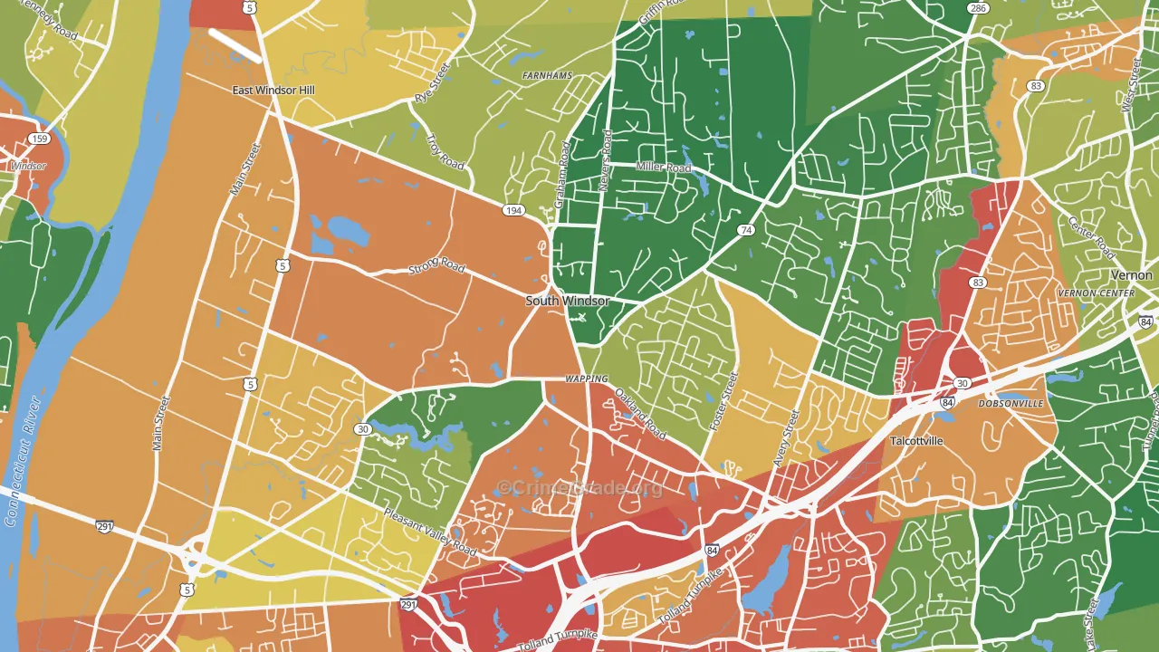 South Windsor, CT Map of Drug-Related Crime Rates