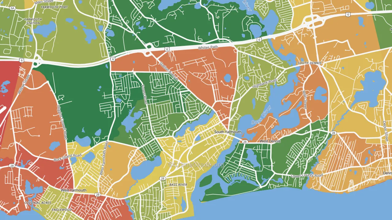 South Yarmouth, MA Map of Drug-Related Crime Rates