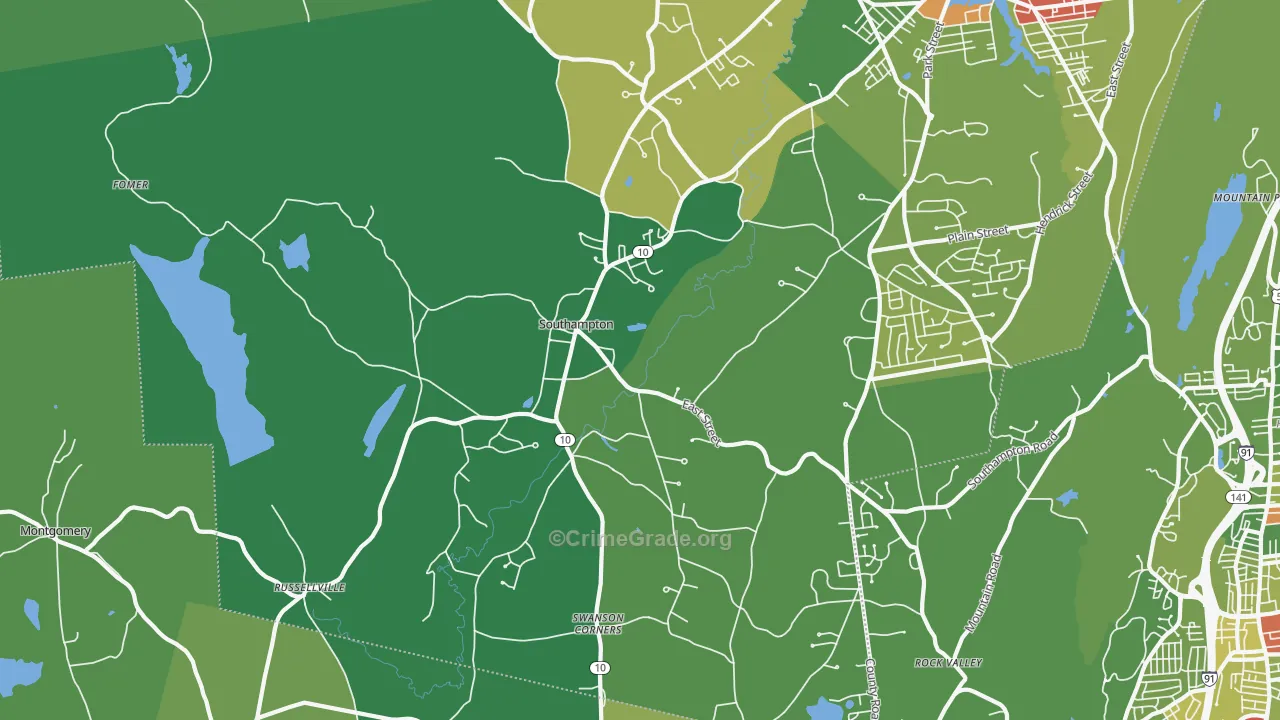 Southampton, MA Map of Drug-Related Crime Rates