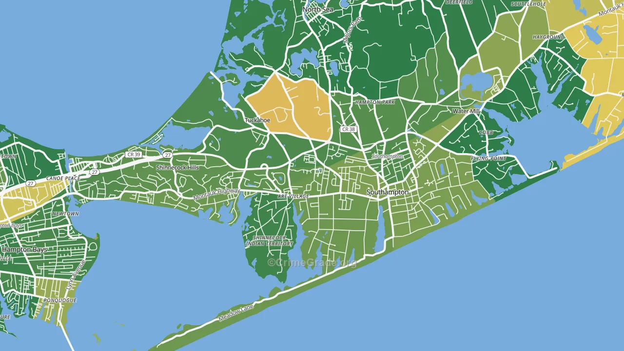 Southampton, NY Map of Drug-Related Crime Rates