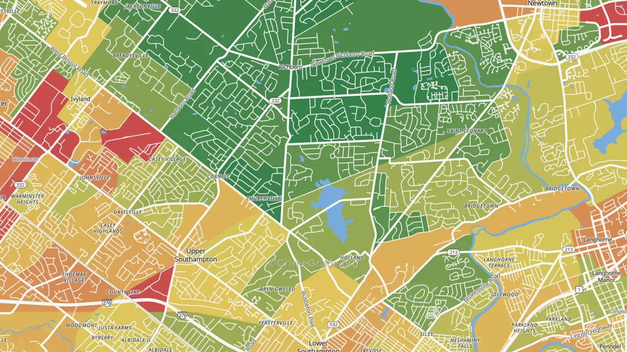 Southampton, PA Map of Drug-Related Crime Rates