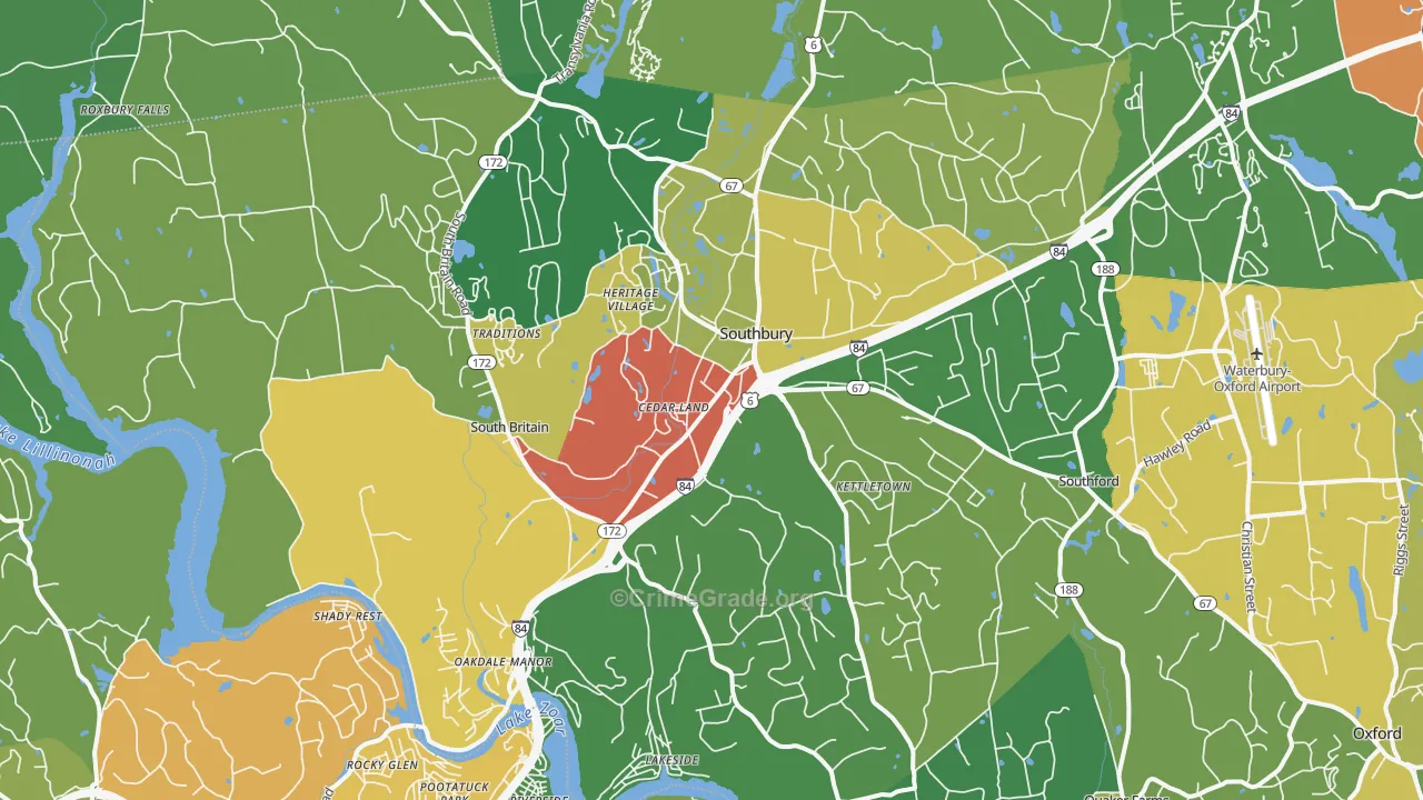 Southbury, CT Map of Drug-Related Crime Rates