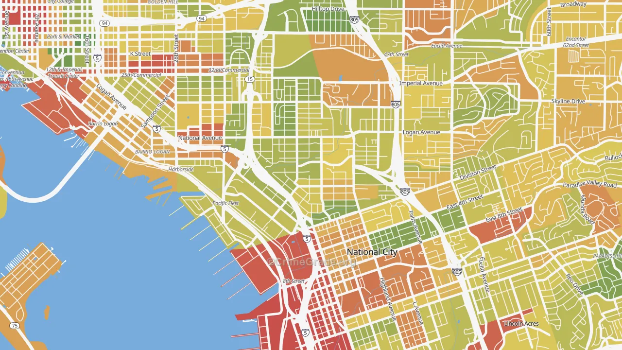 Southcrest, San Diego, CA Map of Drug-Related Crime Rates