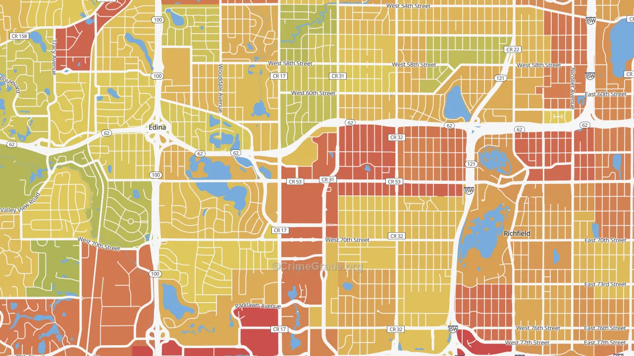 Southdale, Edina, MN Map of Drug-Related Crime Rates