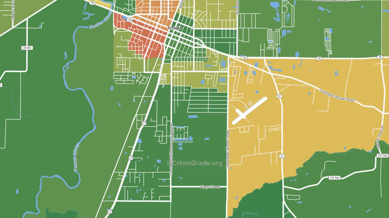 Southeast Arcadia, FL Map of Drug-Related Crime Rates
