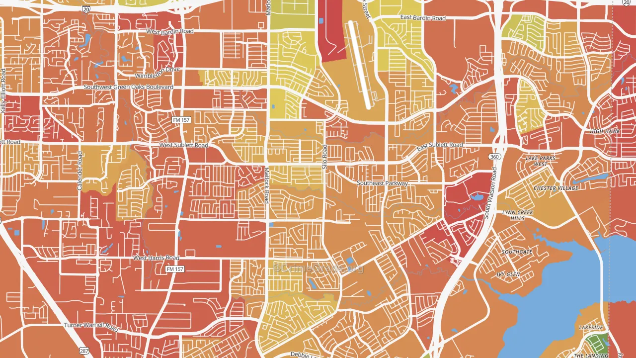 Southeast Arlington, Arlington, TX Map of Drug-Related Crime Rates