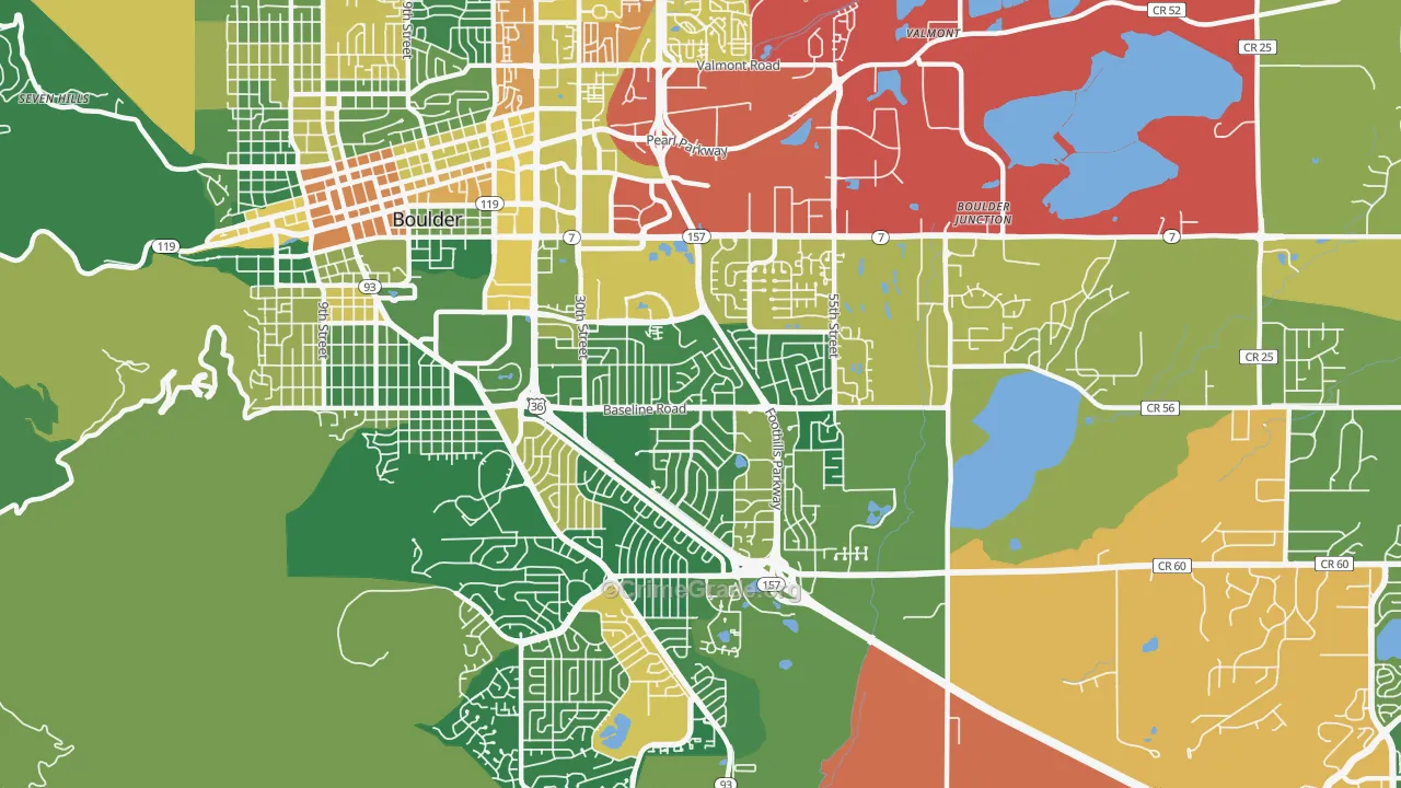 Southeast Boulder, Boulder, CO Map of Drug-Related Crime Rates