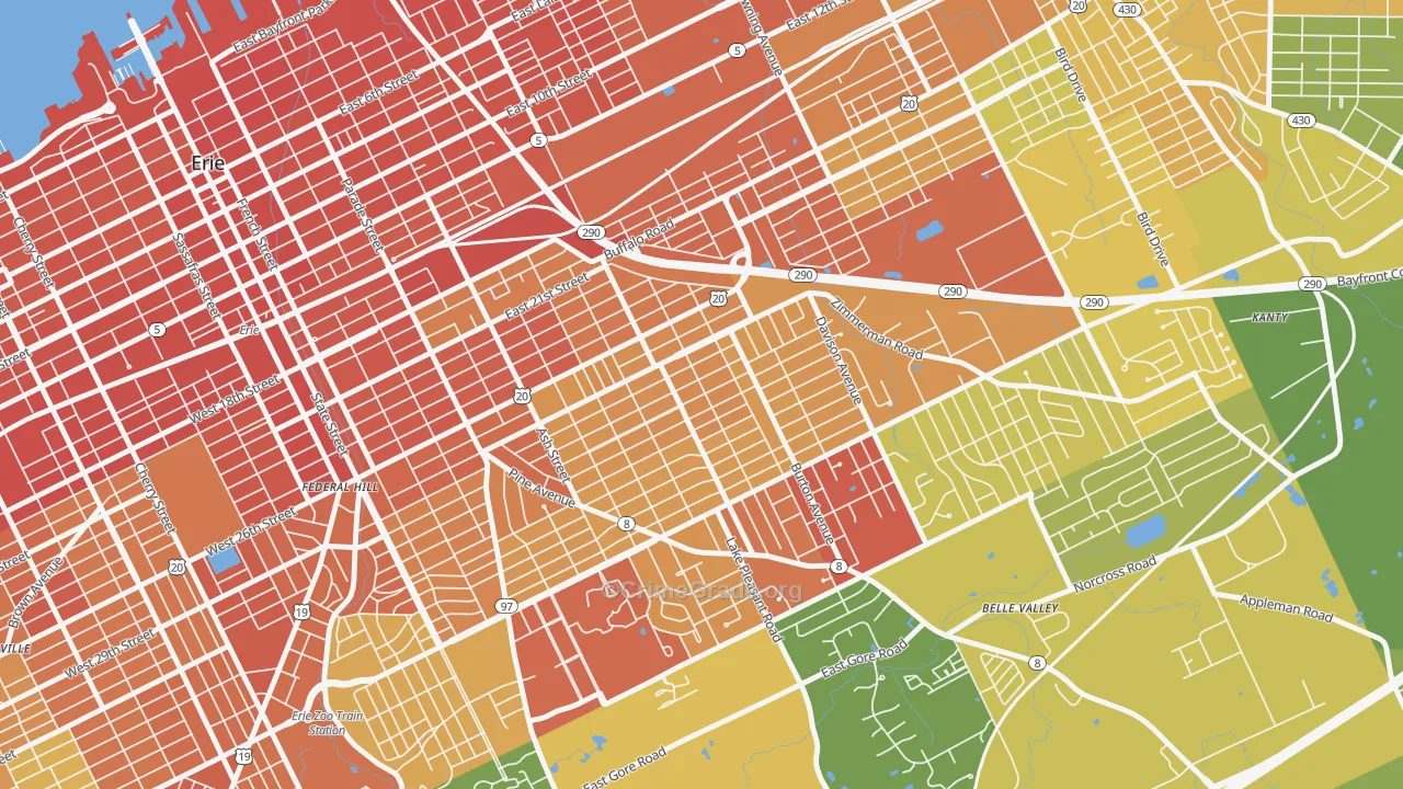 Southeast Erie, Erie, PA Map of Drug-Related Crime Rates