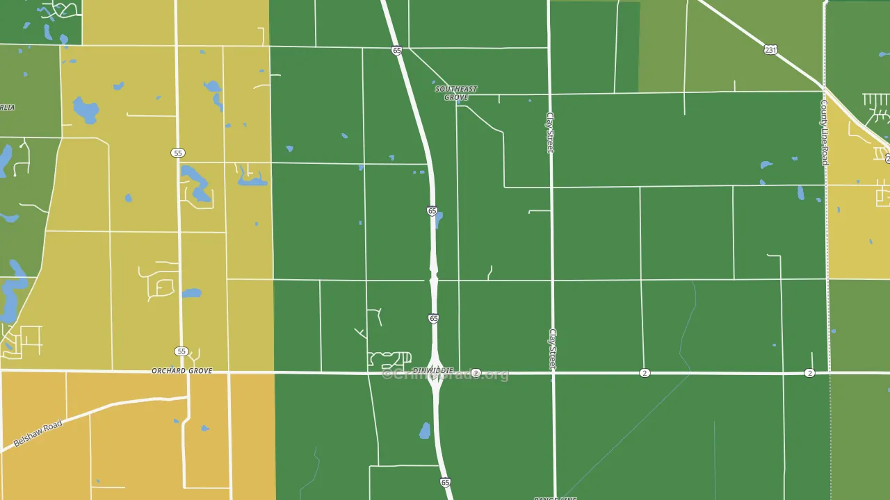 Southeast Grove, IN Map of Drug-Related Crime Rates