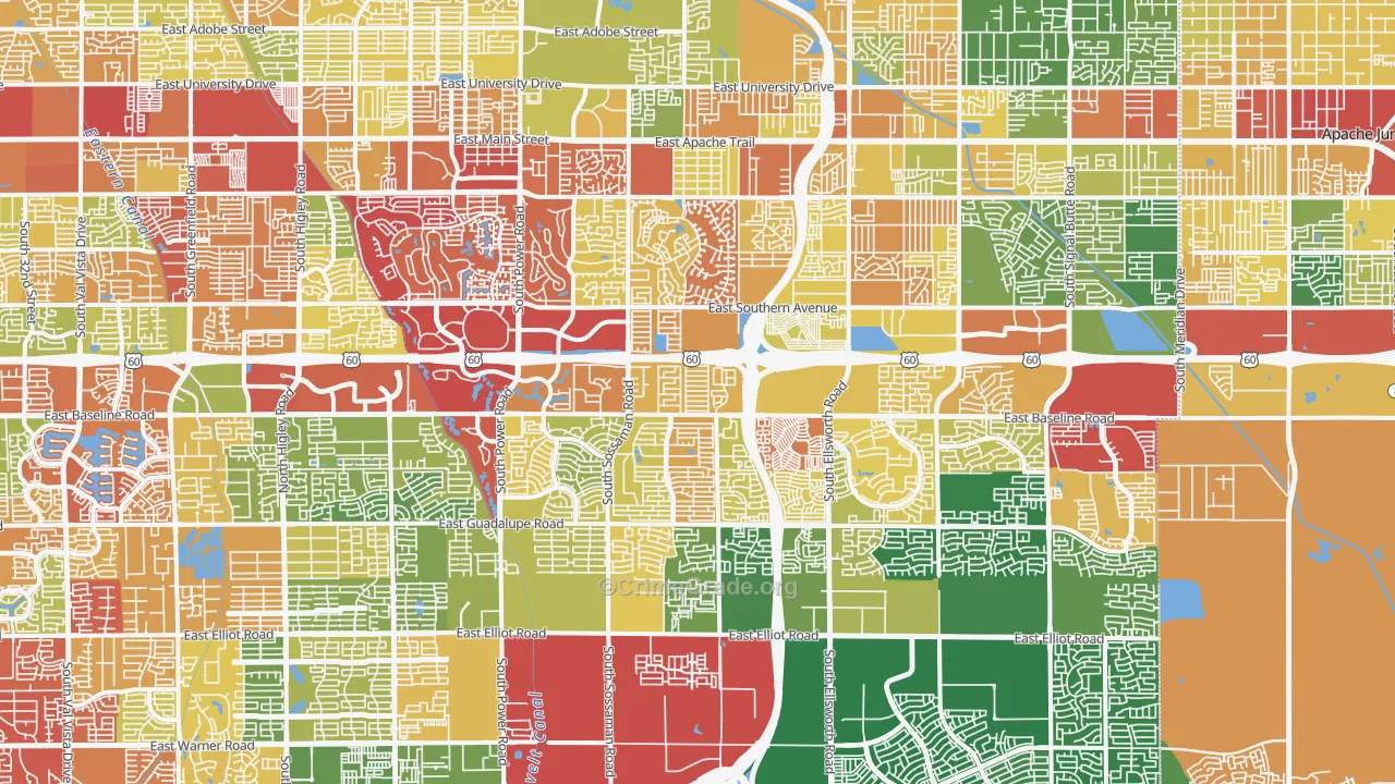 Southeast Mesa, Mesa, AZ Map of Drug-Related Crime Rates