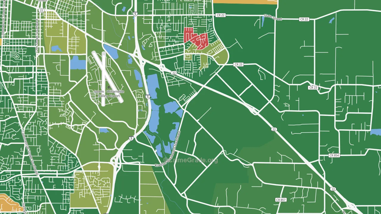 Southeast Mill Creek, Salem, OR Map of Drug-Related Crime Rates