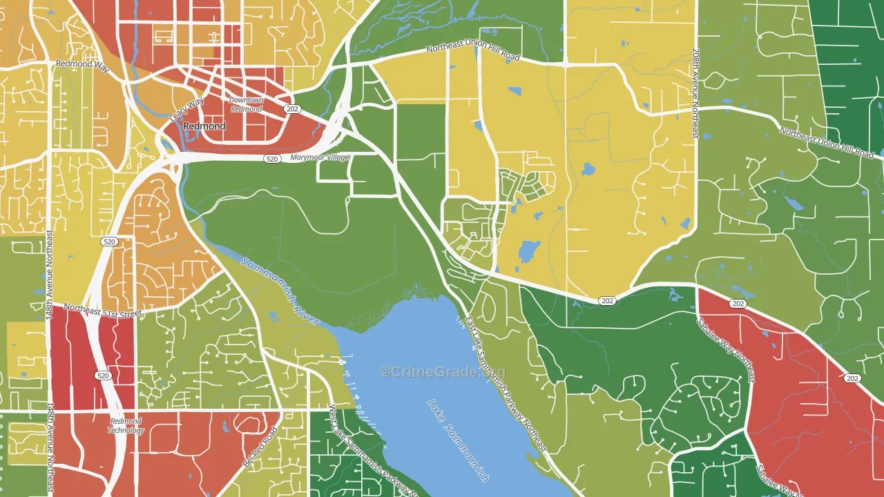 Southeast Redmond, Redmond, WA Map of Drug-Related Crime Rates