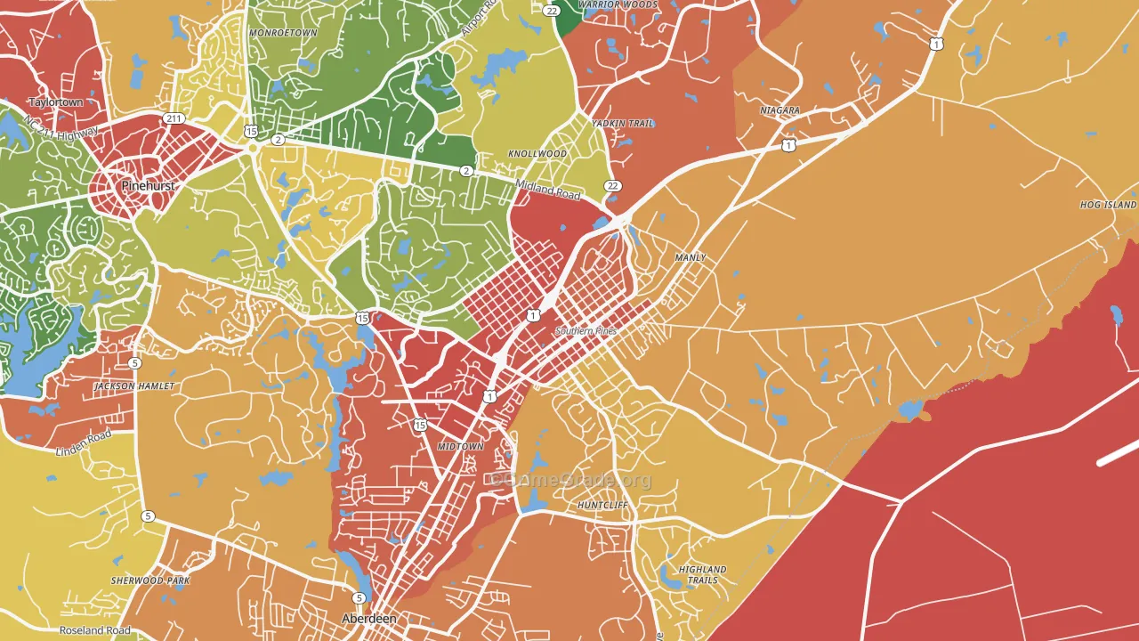 Southern Pines, NC Map of Drug-Related Crime Rates