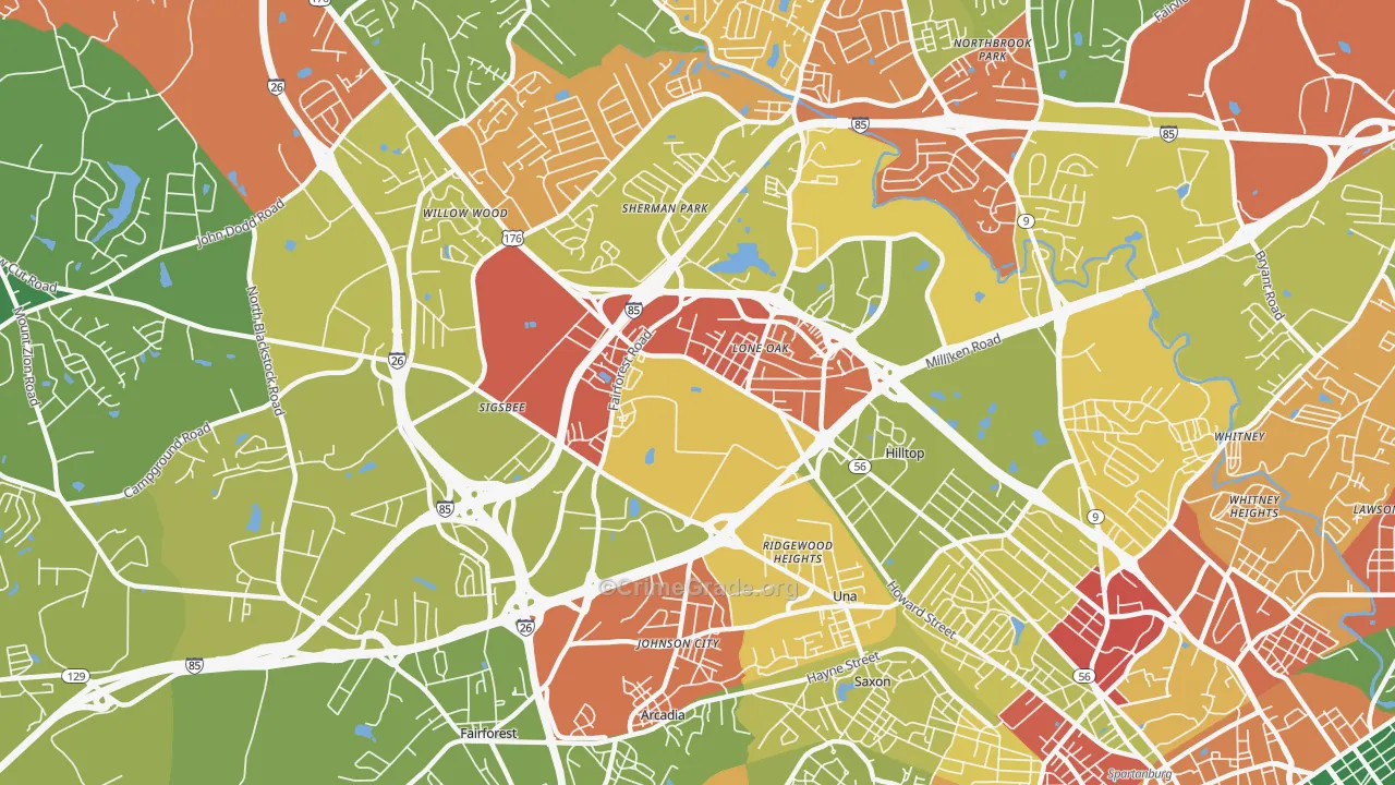 Southern Shops, SC Map of Drug-Related Crime Rates