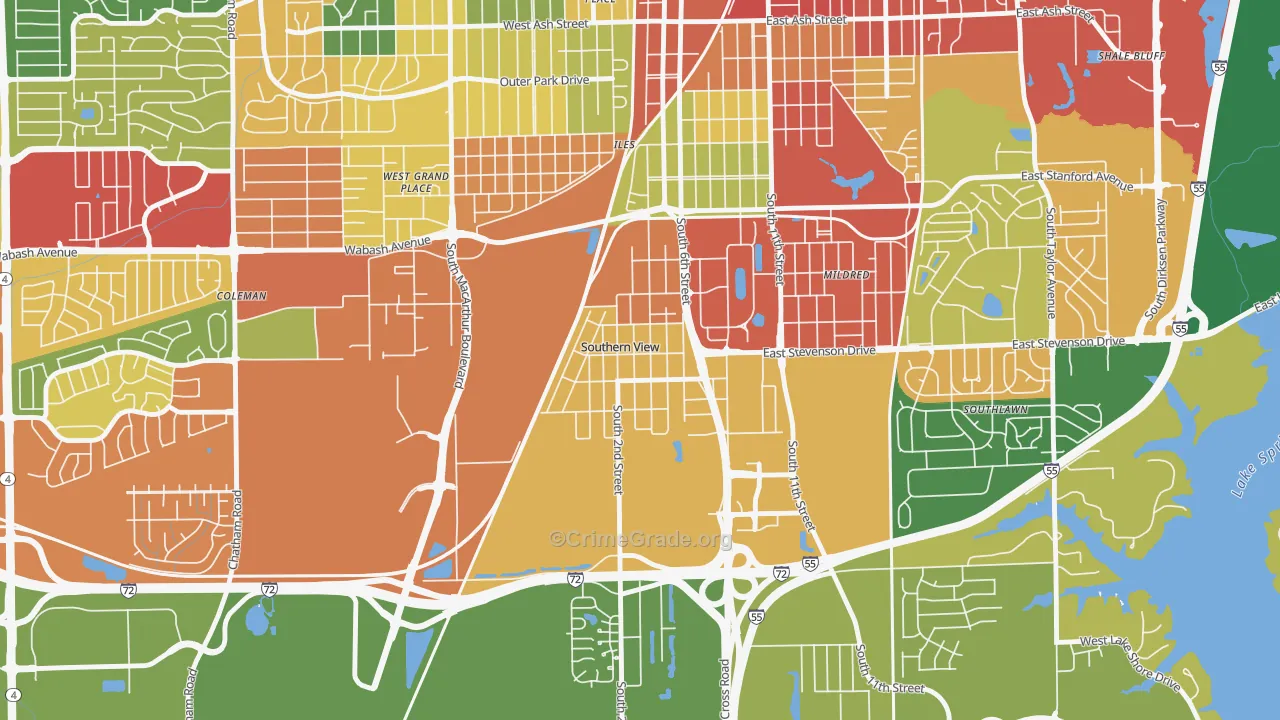 Southern View, IL Map of Drug-Related Crime Rates