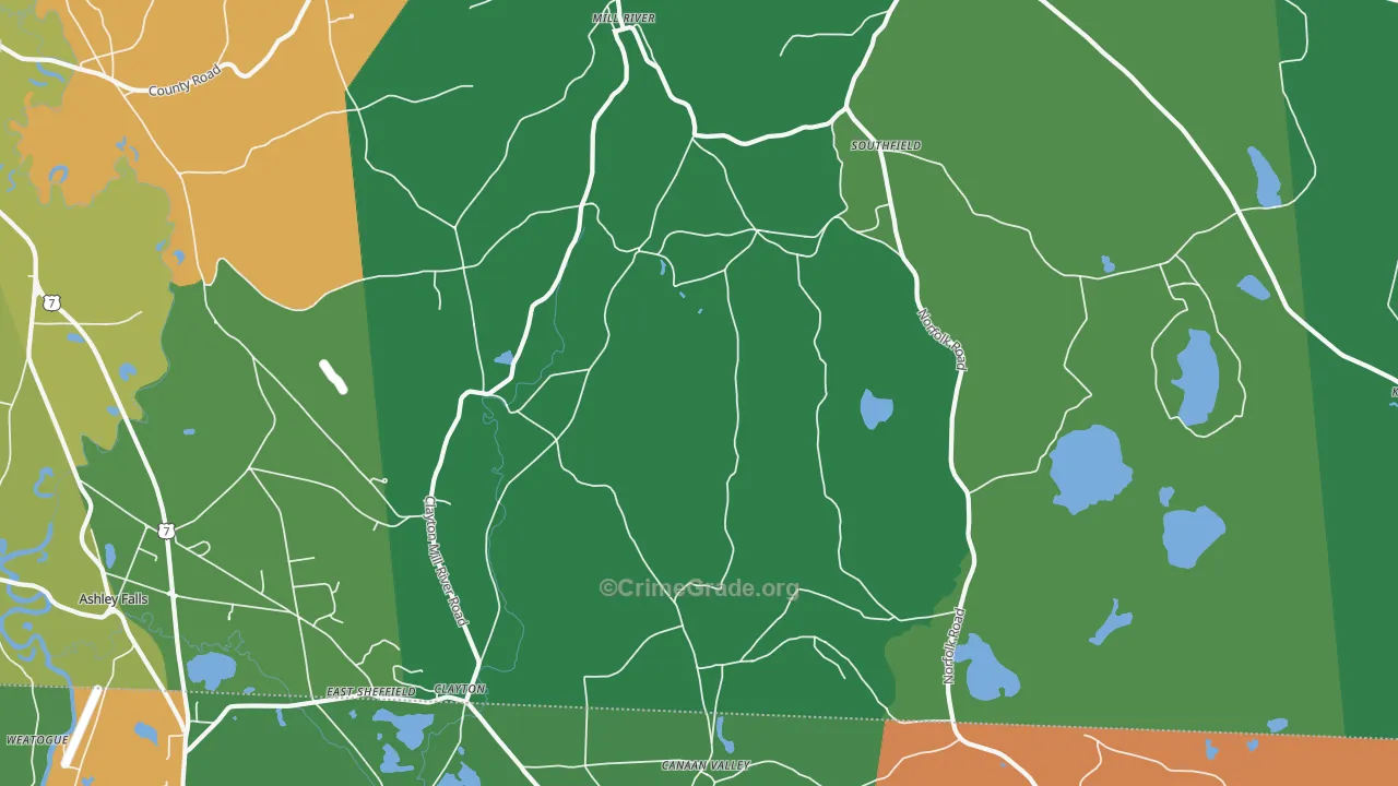 Southfield, MA Map of Drug-Related Crime Rates